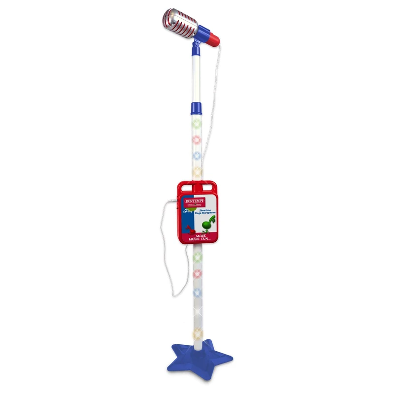 Bontempi -MP3Stage Mic-Stage Microphone with MP3 Connection for Versatile Performance, Blue Star, 210x210x1200mm, 40 0810, Stella Blu