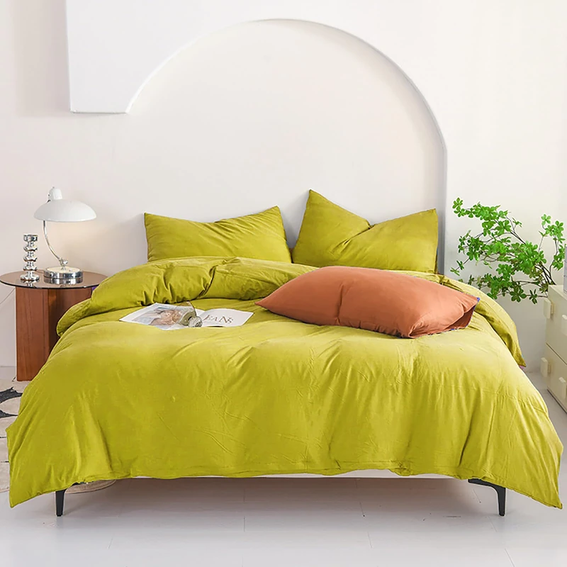 Luxlovery Chartreuse Comforter Set Full Moss Green Bedding Comforter Set l Modern Solid Grass Green Soft Breathable Yellowish Blanket Quilts 3 Piece Bedding Set for Women Men Kids