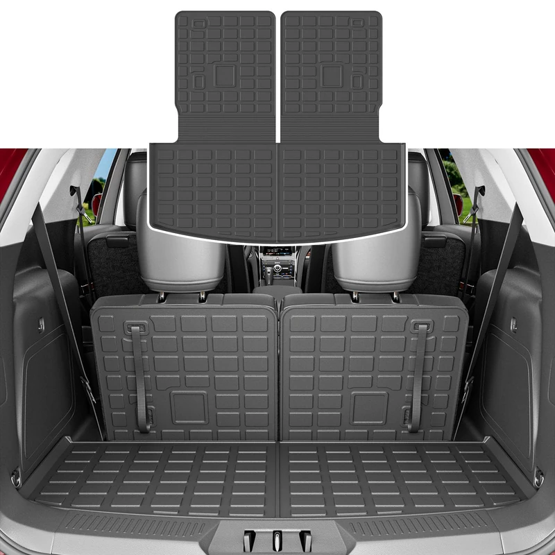 xipoqix Cargo Mat with Backrest Mat Compatible with 2020-2024 Ford Explorer Cargo Liner Replacement for 2020-2024 6&7 Passenger Ford Explorer Accessories (Upgraded Trunk Mat with Backrest Mat)