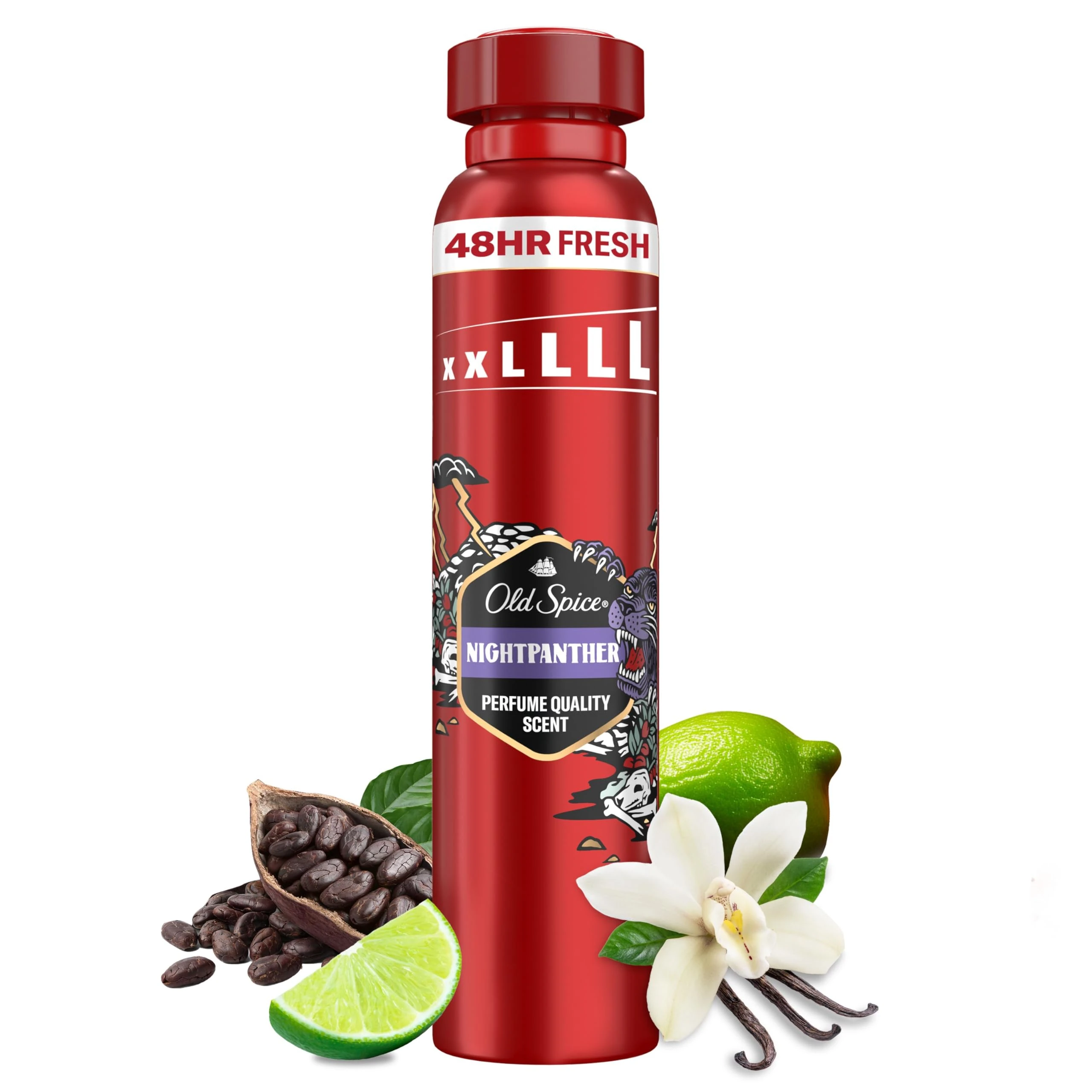 Old Spice Night Panther Men’s Deodorant Body Spray 250ml, 24/7 Fressshhh With Daily Use, Long Lasting Perfume Quality Scent, Odour Protection, 0 percent Aluminium Salts, Invisible On Black & White