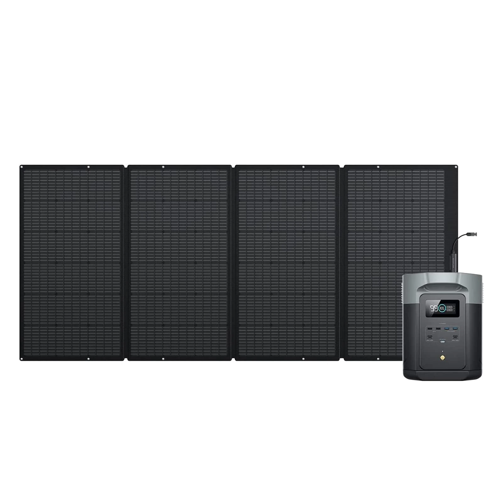 ECOFLOW DELTA 2 Max Solar Generator, 2048Wh Capacity LFP Battery Portable Power Station & 400W Solar Panel, Up to 3100W AC Output, Fast Charging 0-80% in 53 mins For Outdoor, Camping,RV,Balcony,Backup
