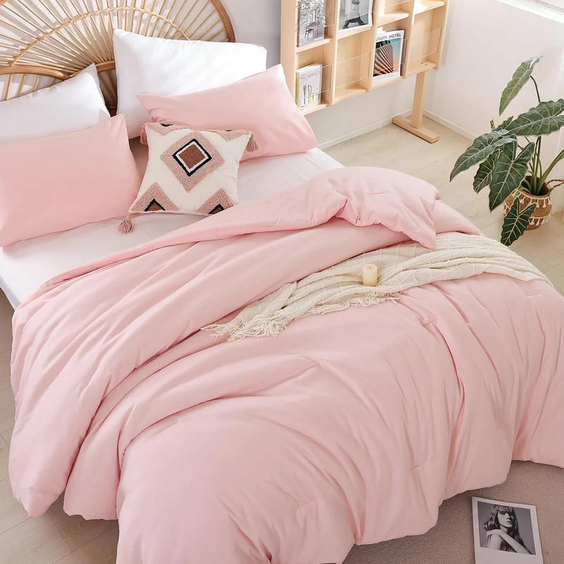 weigelia Queen Size Comforter Set Pink Comforter Modern Bedding Comforter Set for All Season Soft Lightweight Microfiber Girls Women Comforter Set (1 Blush Comforter, 2 Pillowcases)