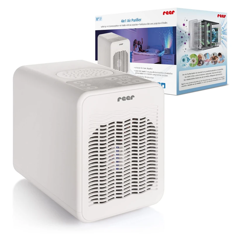 reer 4-in-1 Air Purifier, Air Purifier with HEPA and Activated Carbon Filter with Soothing Night Light, Starry Sky Projection, Lullabies and Nature Sounds, 99.95% Clean Air