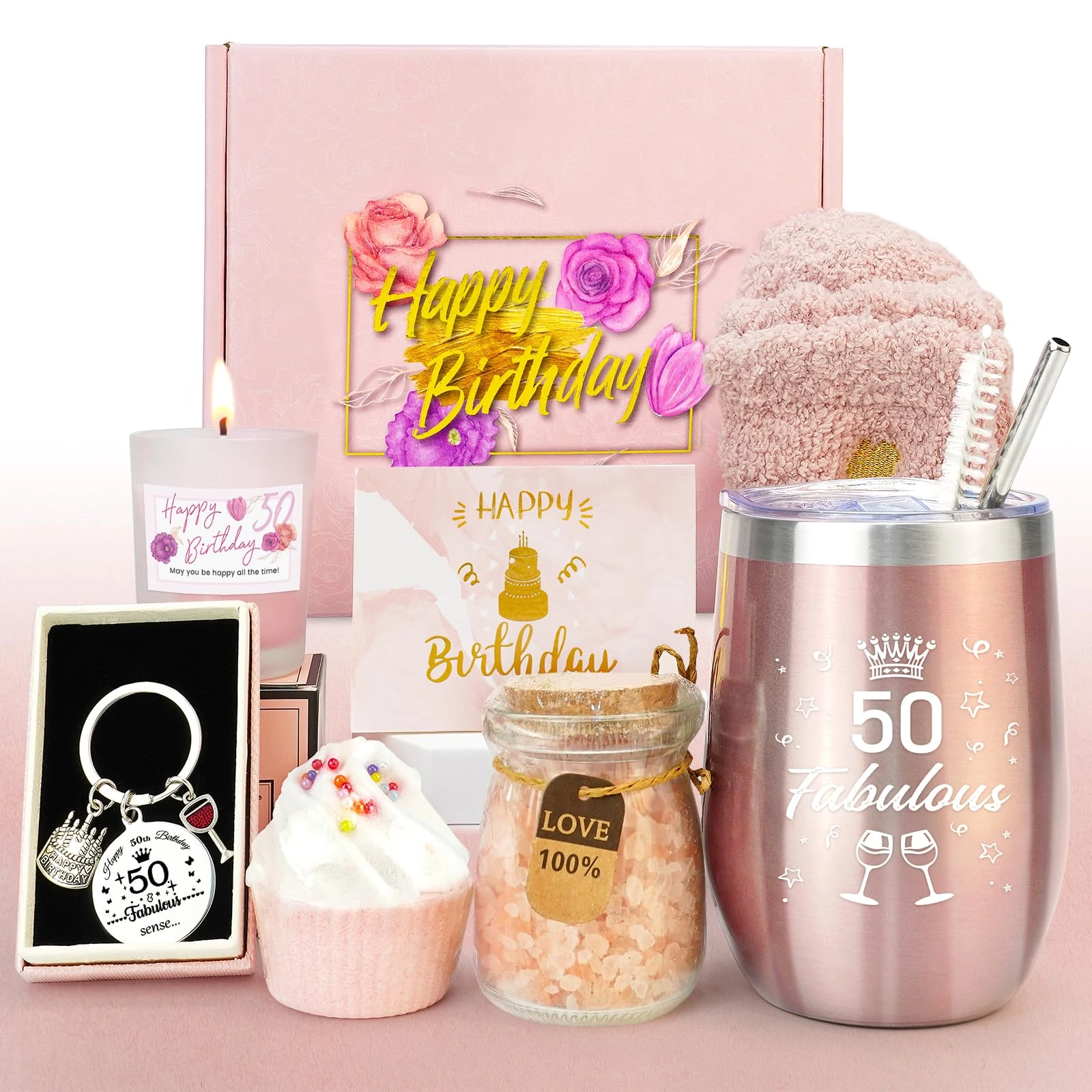 Epessa 50th Birthday Gifts for Women, Presents for Her, Friend Gifts for Women Turning 50, Personalised Birthday Hampers for Best Friend, Mum, Sister, Wife, Auntie