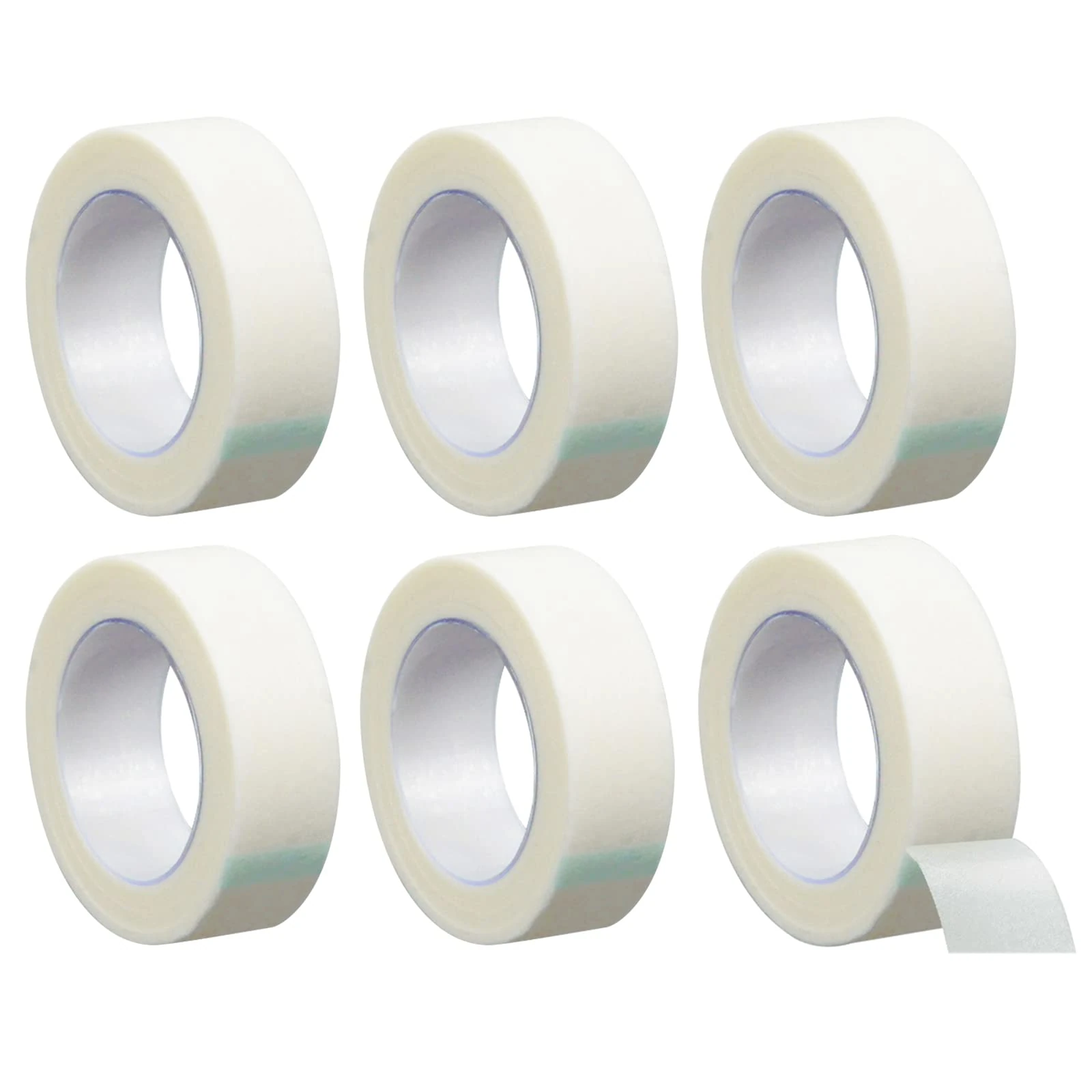 Fantasyon 6 Rolls Tape Micropore Surgical Tape, 1.25cm x 54m Adhesive Medical Tape Microporous Tape for First Aid Taping Bandages Breathable Eyelash Extension