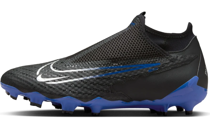 NIKE Men's Academy Football Shoe, Black/Chrome-Hyper Royal, 10.5 UK