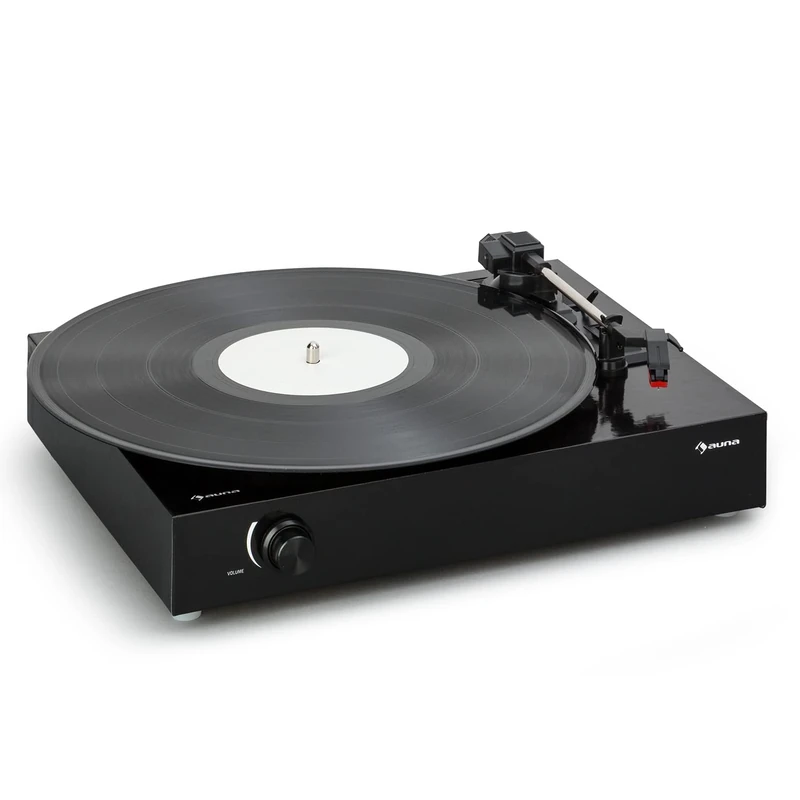 Auna Vinyl Record Player, Retro DIY Portable Turntable with Built-In Speakers, Home Stereo System with Aux Input
