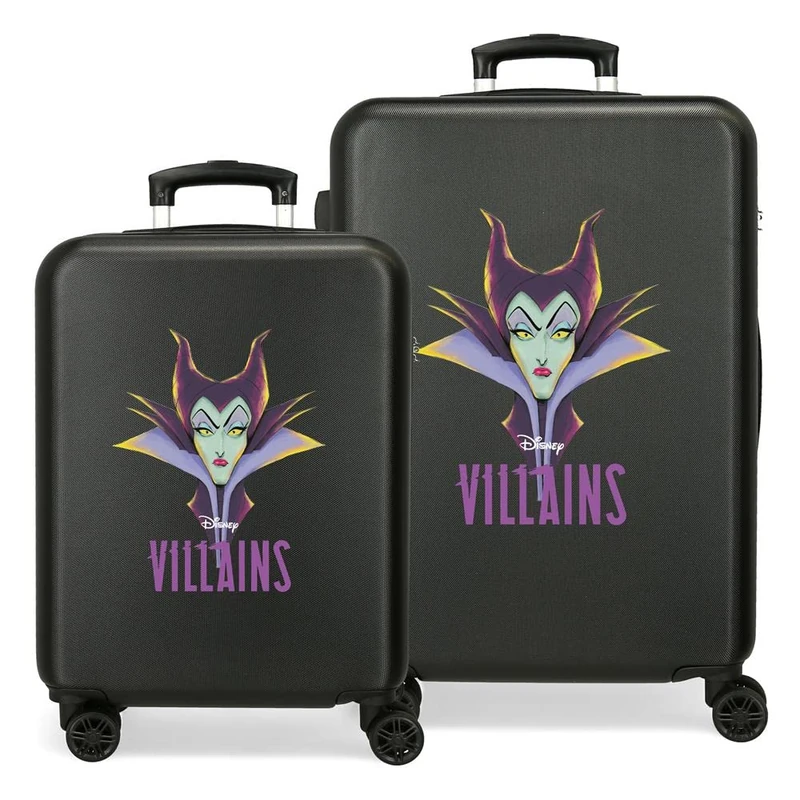 Disney Villains Maleficent Cabin Case, Black, 38 x 55 x 20 cm, Rigid ABS Side Combination Lock, 35L, 2 kg, 4 Double Wheels, Hand Luggage, Maleficent, Standard Size, Set Suitcase