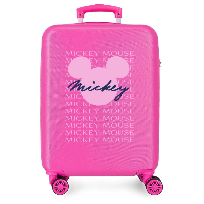 Disney Mickey All Smile Valise Cabine Multicoloured 38 x 55 x 20 cm Rigide ABS Fermeture à Combinaison Latérale 35L 2 kg 4 Doubles Roues Bagage à Main, Fuchsia, One Size, Cabin Suitcase
