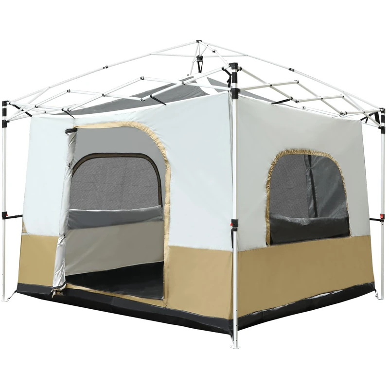 REDCAMP Canopy Camping Tent for Pop Up Canopy Tent, Inner Tent with Mesh Window, Converts Straight Leg 10'x10' or 10'x20' Canopy into Camping Tent, Fits 4-6 Person, Khaki(Frame/Shelter NOT Included) - Image 1