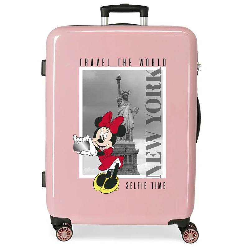 Disney Mickey and Minnie Travel The World New York Medium Suitcase Nude 48 x 68 x 26 cm Rigid ABS Side Combination Lock 70L 3kg 4 Double Wheels, New York, One Size, Medium Suitcase