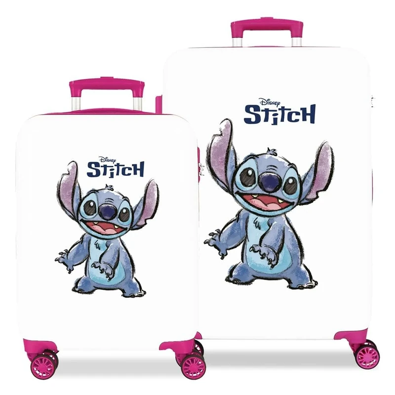 Disney Adorable Stitch Moods Cabin Suitcase Hard ABS Side Combination Lock 4 Wheels Double Luggage Hand Luggage, Happy, Set maletas, Suitcase Set