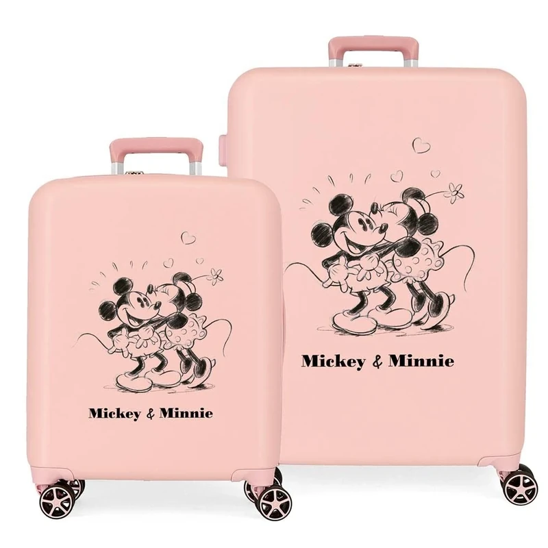 Disney Mickey & Minnie Kisses Suitcase Set Nude 55/70 cm Hard ABS Built-in TSA Closure 88L 6, Kisses Nude, One Size, Suitcase Set