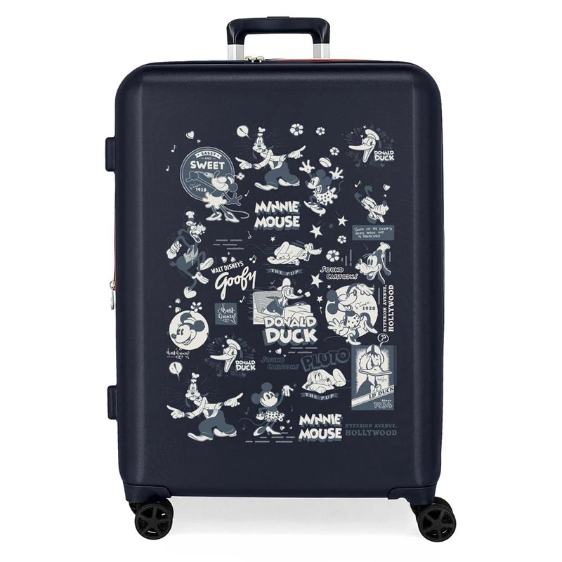 Disney 100 Special Shine Mickey Silver Suitcase, Comic, One Size, Medium Suitcase