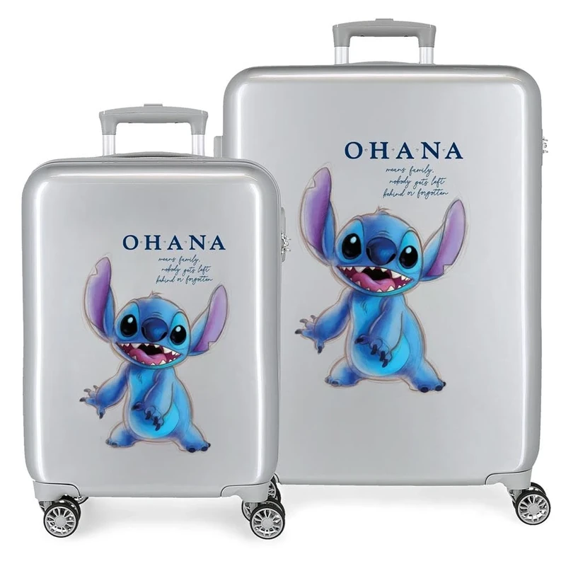 Disney Adorable Stitch Moods Cabin Suitcase Hard ABS Side Combination Lock 4 Wheels Double Luggage Hand Luggage, 100, Set maletas, Suitcase Set
