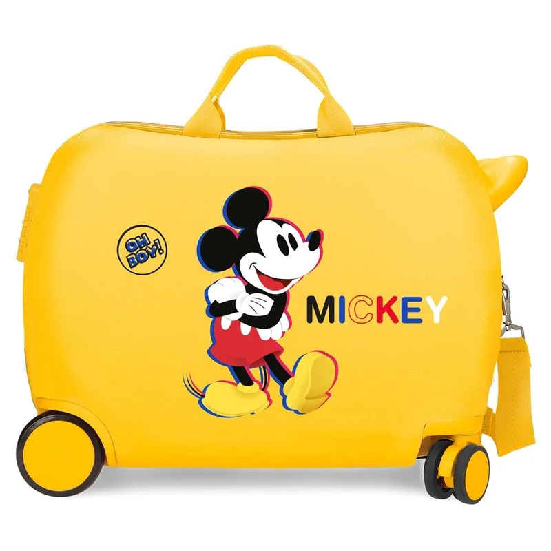 Disney Mickey All Smile Valise Cabine Multicoloured 38 x 55 x 20 cm Rigide ABS Fermeture à Combinaison Latérale 35L 2 kg 4 Doubles Roues Bagage à Main, Ochre, One Size, Children's Suitcase