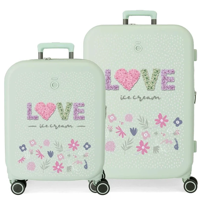 Enso Ice Cream ABS Kids Luggage TSA Lock Double Wheels Sizes, Mint, Standard Size, Suitcase Set