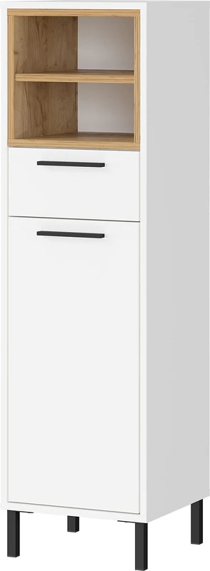 Germania medium cabinet 1787-513 GW-Loria, with one door and one drawer, door damping, in white/oak, 34 x 119 x 34 cm (WxHxD)
