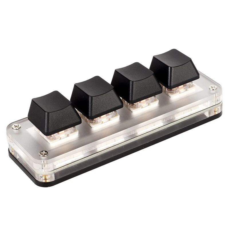 Sxhlseller USB Mini Keypad, Red Switch Mechanical Gaming Keyboard, Mini Macro Keyboard, Customized Knobs USB Mini Keypad for Desktop PC (4 Keys)