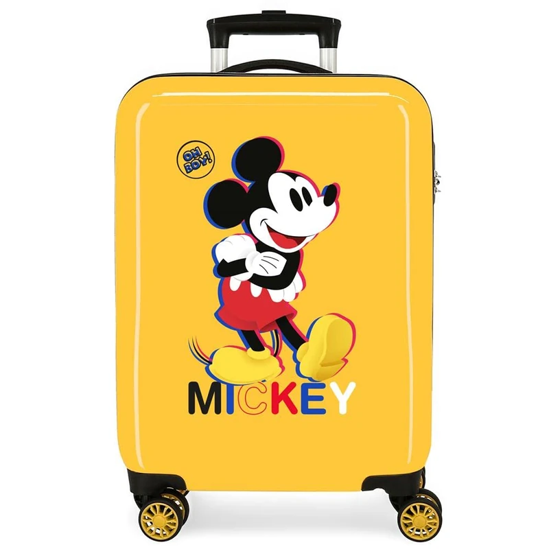 Disney Mickey All Smile Valise Cabine Multicoloured 38 x 55 x 20 cm Rigide ABS Fermeture à Combinaison Latérale 35L 2 kg 4 Doubles Roues Bagage à Main, Ochre, One Size, Cabin Suitcase