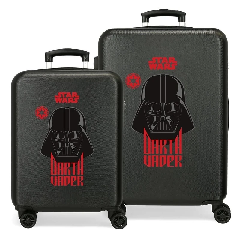 Star Wars Squad Darh Vader Suitcase Set Black 55/65 cm Hard ABS Side Combination Lock 56L 6kg 4 Double Wheels Hand Luggage, Black/White, One Size, Suitcase Set