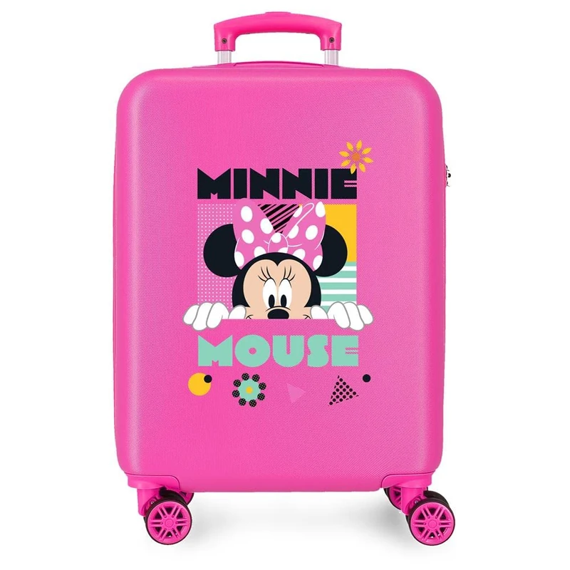 Disney Mickey All Smile Valise Cabine Multicoloured 38 x 55 x 20 cm Rigide ABS Fermeture à Combinaison Latérale 35L 2 kg 4 Doubles Roues Bagage à Main, Geometric, One Size, Cabin Suitcase