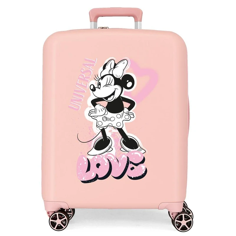 Disney Minnie Heart Cabin Suitcase Nude 40 x 55 x 20 cm Hard ABS Built-in TSA Closure 38.4 L 2.8 kg 4 Double Wheels Hand Luggage, Pink, One Size, Cabin Suitcase