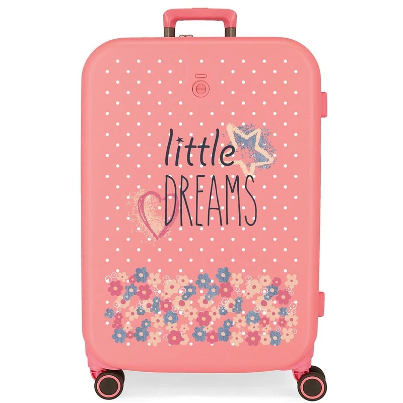 Enso Little Dreams ABS Rigid Children's Suitcase with Integrated TSA Lock, Various Sizes, Pink, Standard Size, Medium case