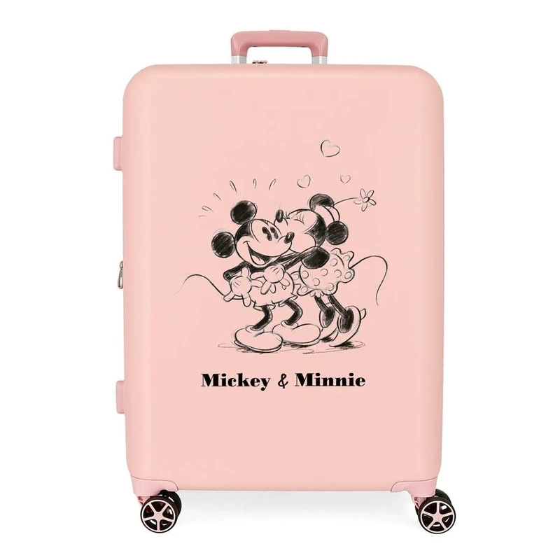 Disney Mickey & Minnie Kisses Medium Nude Suitcase 48 x 70 x 26 cm Rigid ABS Built-in TSA Lock 88 L 4 kg 4 Double Wheels, Pink, One Size, Medium Suitcase