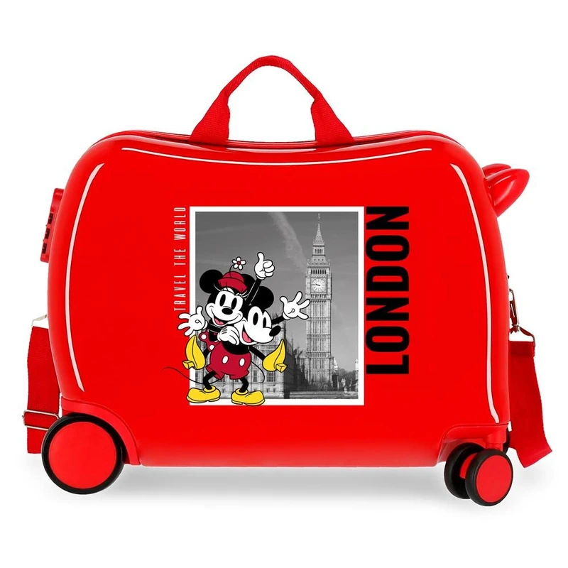 Disney Mickey and Minnie Travel The World London Children's Suitcase Red 50 x 39 x 20 cm Rigid ABS Side Combination Lock 34L 1.8kg 4 Wheels Hand Luggage, red, One Size, Children's Suitcase