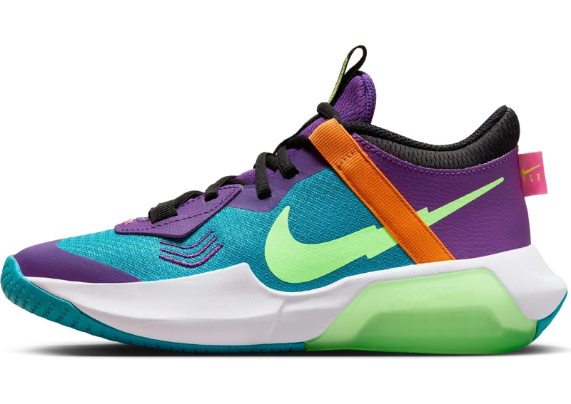 Nike Air Zoom Crossover Basketball Shoe, Teal Nebula/Volt-Purple Cosmos, 5.5 UK Child