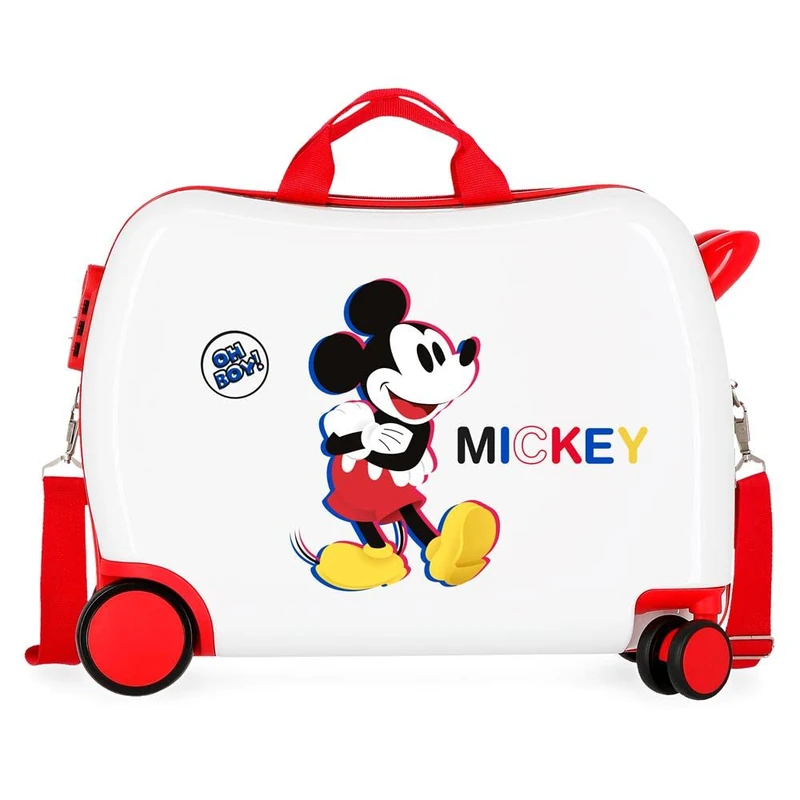 Disney Mickey All Smile Valise Cabine Multicoloured 38 x 55 x 20 cm Rigide ABS Fermeture à Combinaison Latérale 35L 2 kg 4 Doubles Roues Bagage à Main, White, One Size, Children's Suitcase