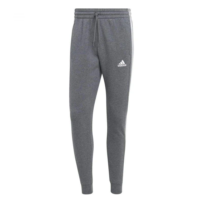 adidas Men's Essentials Fleece 3-Stripes Tapered Cuff Pants, Dark Grey Heather, S