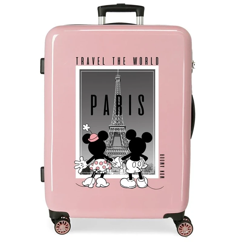 Disney Mickey and Minnie Travel The World Paris Medium Nude 48 x 68 x 26 cm Rigid ABS Side Combination Lock 70 L 3 kg 4 Double Wheels, Paris, One Size, Medium Suitcase