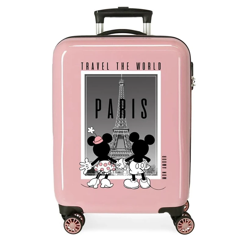 Disney Mickey and Minnie Travel The World Paris Cabin Suitcase Nude 38 x 55 x 20 cm Hard ABS Side Combination Lock 34L 2kg 4 Double Wheels Luggage Hand, Paris, One Size, Cabin Suitcase