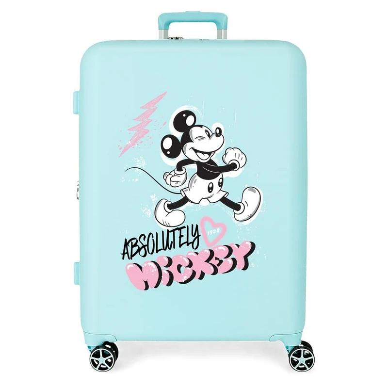 Disney Mickey Friendly Medium Turquoise 48 x 70 x 26 cm Hard ABS Built-in TSA Closure 88 L 4 kg 4 Double Wheels, Blue, One Size, Medium Suitcase