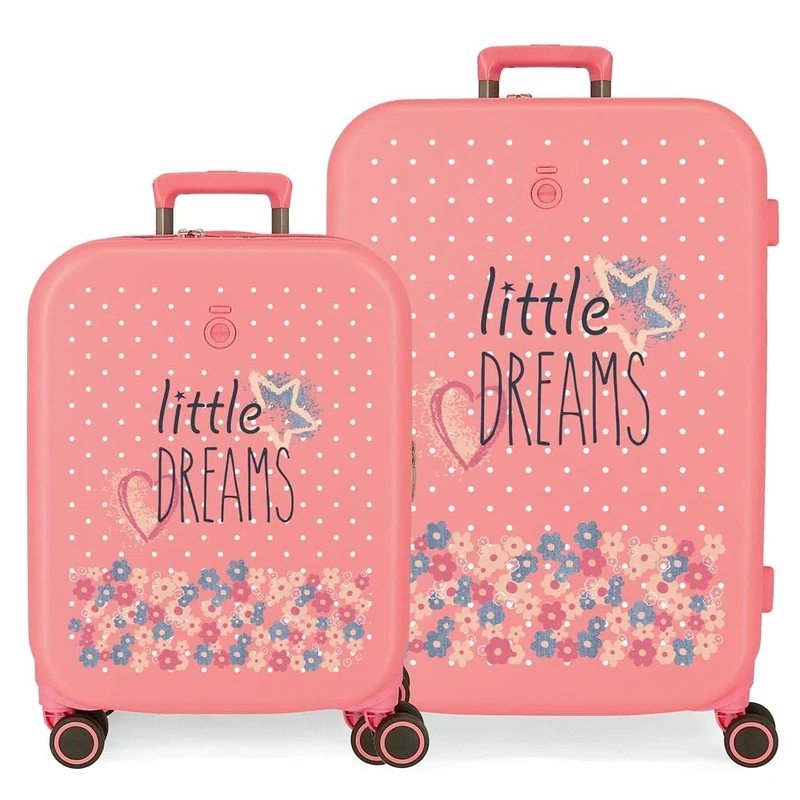 Enso Little Dreams ABS Rigid Children's Suitcase with Integrated TSA Lock, Various Sizes, Pink, Standard Size, Suitcase Set