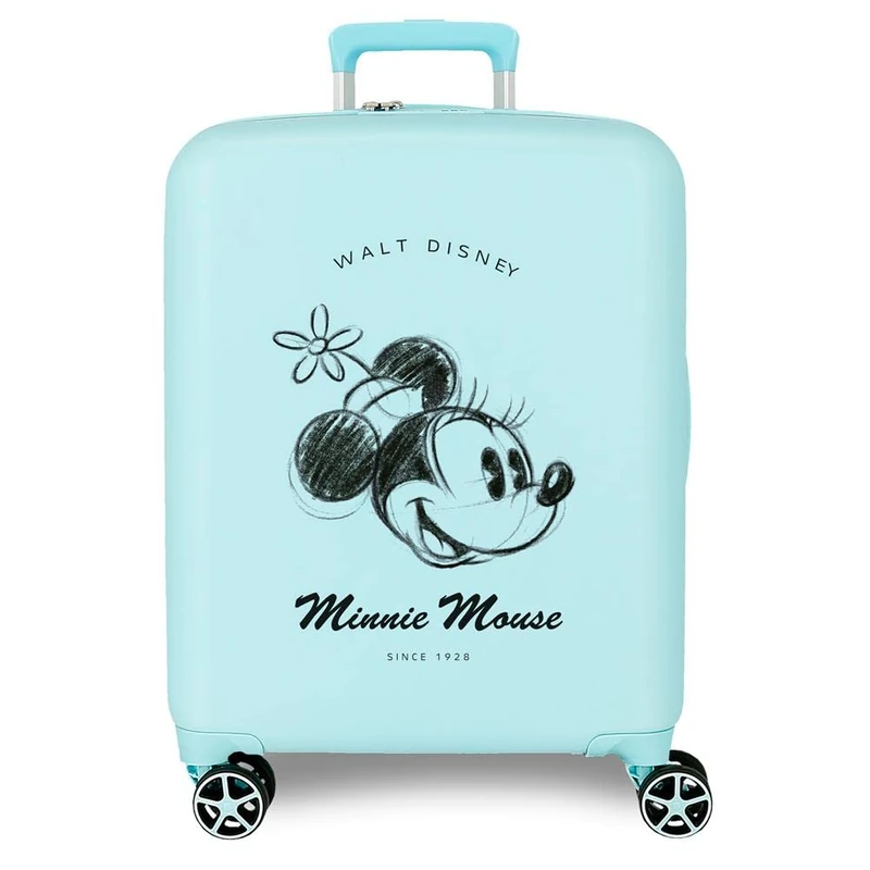 Disney Mickey and Minnie Travel Cabin Suitcase, White, 38 x 55 x 20 cm, Rigid ABS Side Combination Lock, 34L, 2 kg, 4 Double Wheels, Hand Luggage. Joumma Bags, are Magic, Standard Size, Cabin case