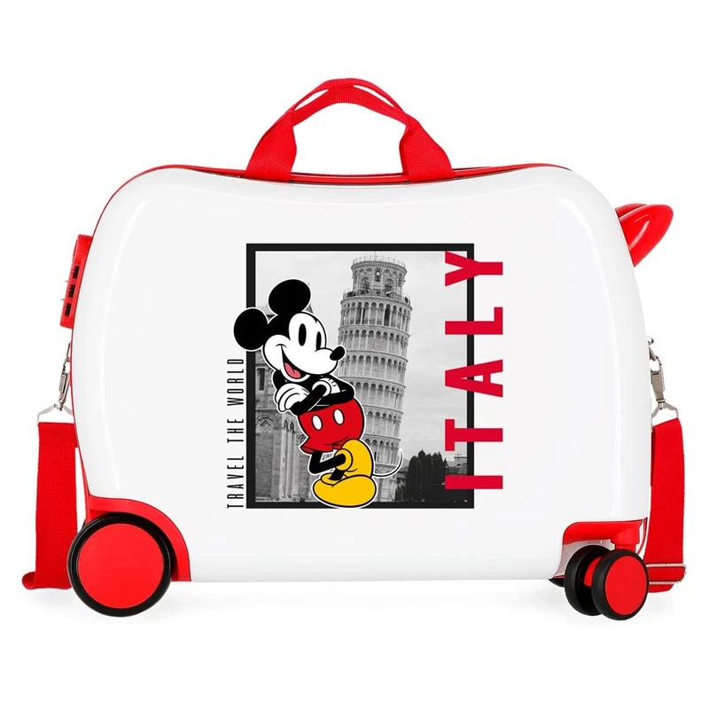 Disney Mickey and Minnie Travel The World Italy Children's Suitcase White 50 x 39 x 20 cm Rigid ABS Side Combination Lock 34L 1, Italy, One Size, Children's Suitcase