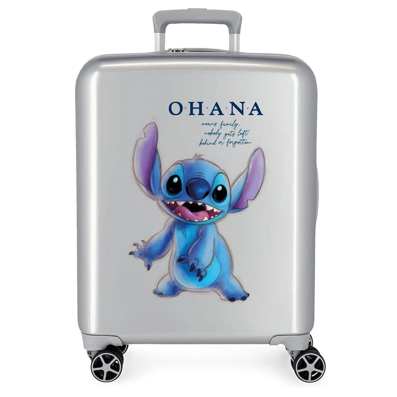 Disney 100 Stitch Cabin Suitcase Grey 40 x 55 x 20 cm Hard ABS Built-in TSA Closure 38.4 L 2 kg 4 Double Wheels Hand Luggage, Grey, One Size, Cabin Suitcase