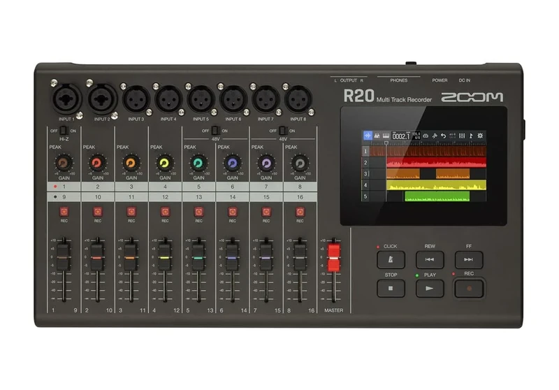ZOOM R20 16-track recorder and creative sound studio for musicians, bands and songwriters, XLR with phantom power, effects, touchscreen, ideal for music production, recording and editing