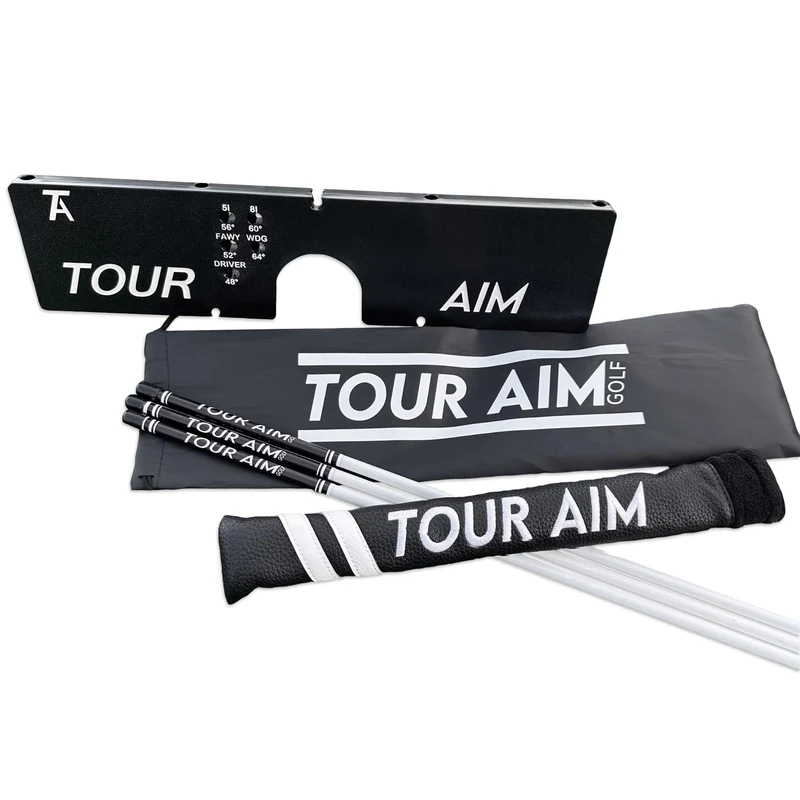 Tour Aim 2.0 Golf Training Aid - All-in-One Practice Tool with 3 Alignment Sticks and a Headcover - Dramatically Improve Your Short, Mid, and Long Game - Perfect for Both Righties and Lefties - Image 1