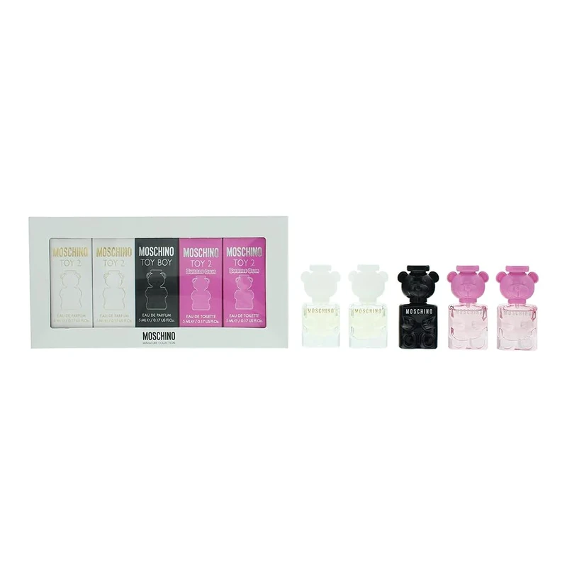 Moschino Miniature Collection Set - 5 Pc Unisex Gift Set: 2 x Toy Bubble Gum EDT, 2 x Toy EDP, Boy EDP 0.17oz Each