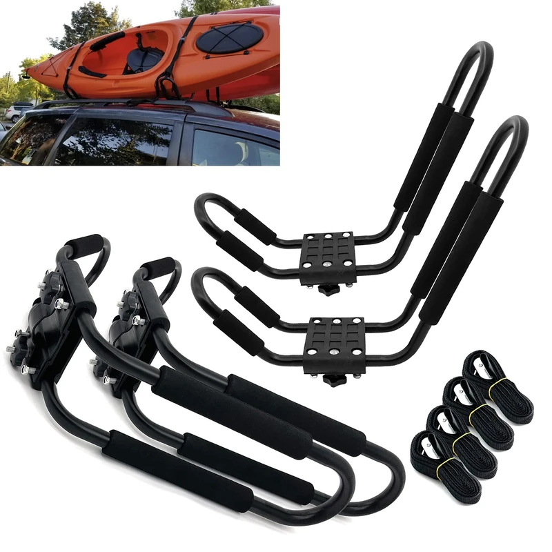 Taelakeni 2 Pairs Kayak Carrier Racks, Universal Cars Kayak Canoe Roof Rack Accessories