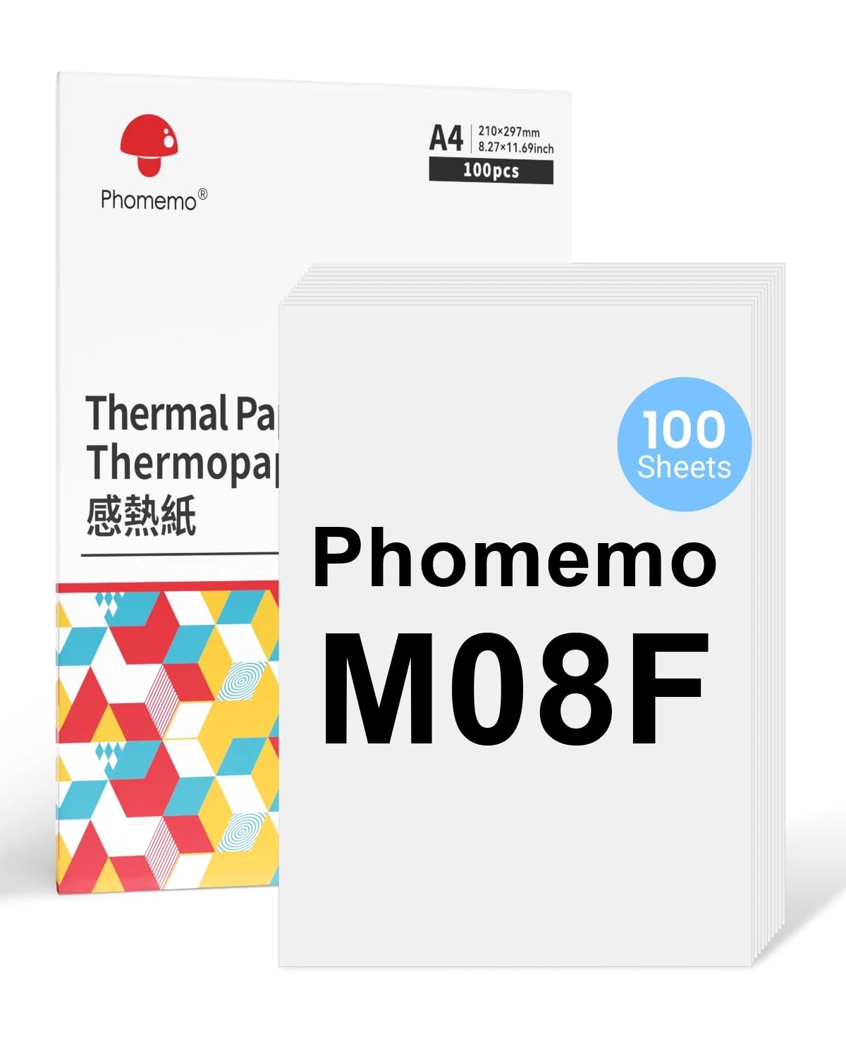 Phomemo M08F A4 Thermal Paper Compatible for M08F M832 M832D M833 M834 Q302 Printers and Other A4 Thermal Printers, M08F Printer Paper 210x297mm, 100 Sheets