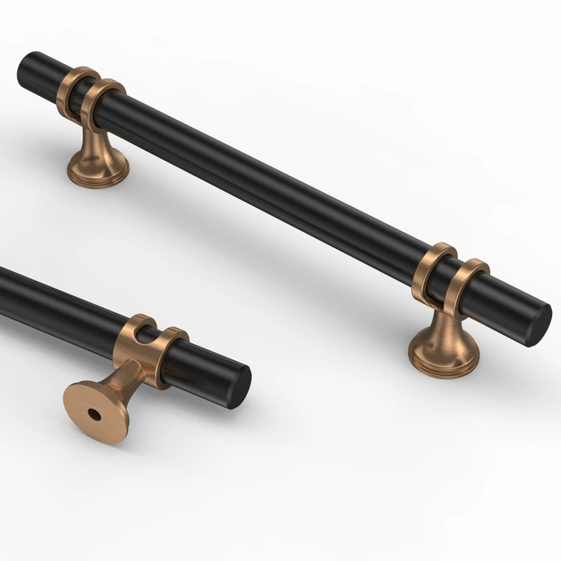 Asidrama 10 Pack 5 Inch(128mm) Champagne Bronze and Matte Black Kitchen Cabinet Handles, Cabinet Pulls Kitchen Cabinet Hardware Cupboard Handles Drawer Pulls