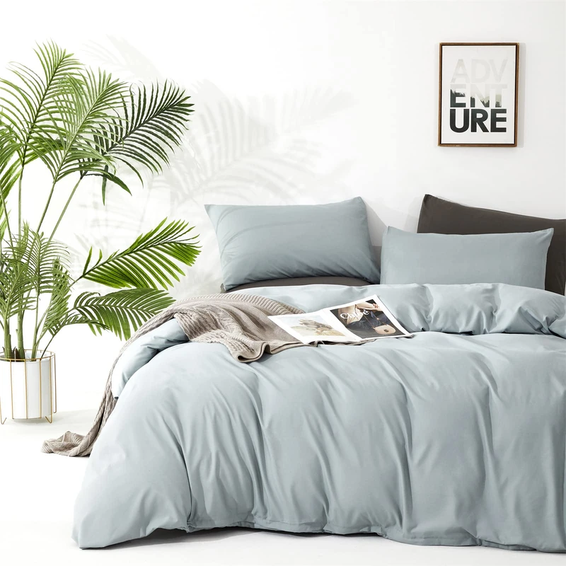 Pureant Haze Blue Comforter Cal King Dusty Blue Bedding Greyish Blue Quilt