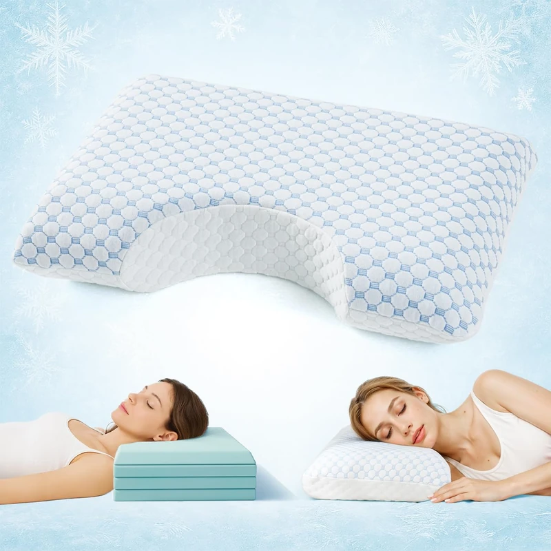 USlixury Adjustable Side Sleeper Pillow - 4 Heights Memory Foam Pillow, Cervical Pillow for Neck Pain, Neck Support for Back, Stomach, Side Sleepers - Image 1