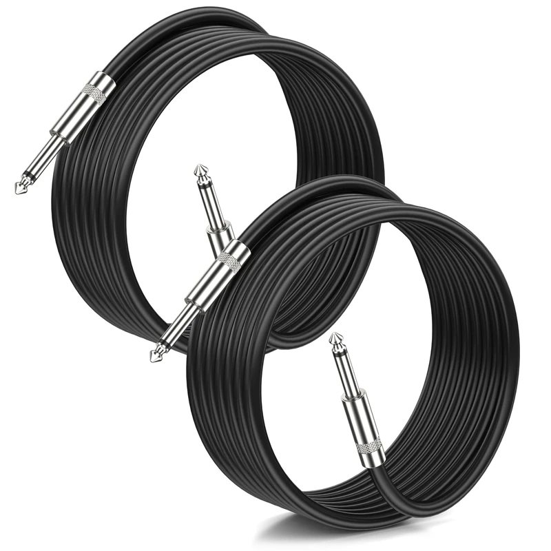 Jumwa 2pack 30M 6.5mm TRS Instrument Cable Professional Guitar Cable 1/4 Inch Jack Cord for Electric Guitar, Bass, Keyboard, Amplifier, Speaker