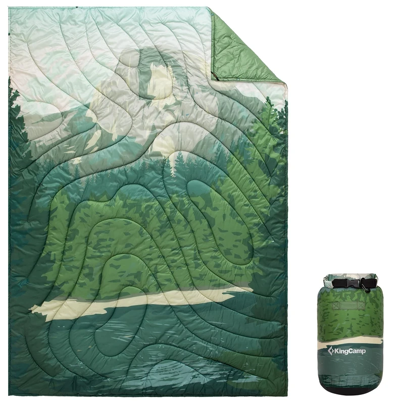 KingCamp Waterproof Lightweight Camping Blanket,All Weather Warm,Thermal Throw, Packable Travel Blanket for Outdoor Picnics, Beach, Hiking, Car, Camping & Indoor 78.7" x 57.1" Verdant Hills
